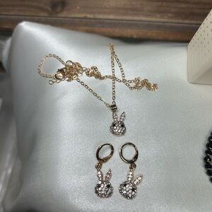 Elegant Gold and Silver Bunny Necklace Set